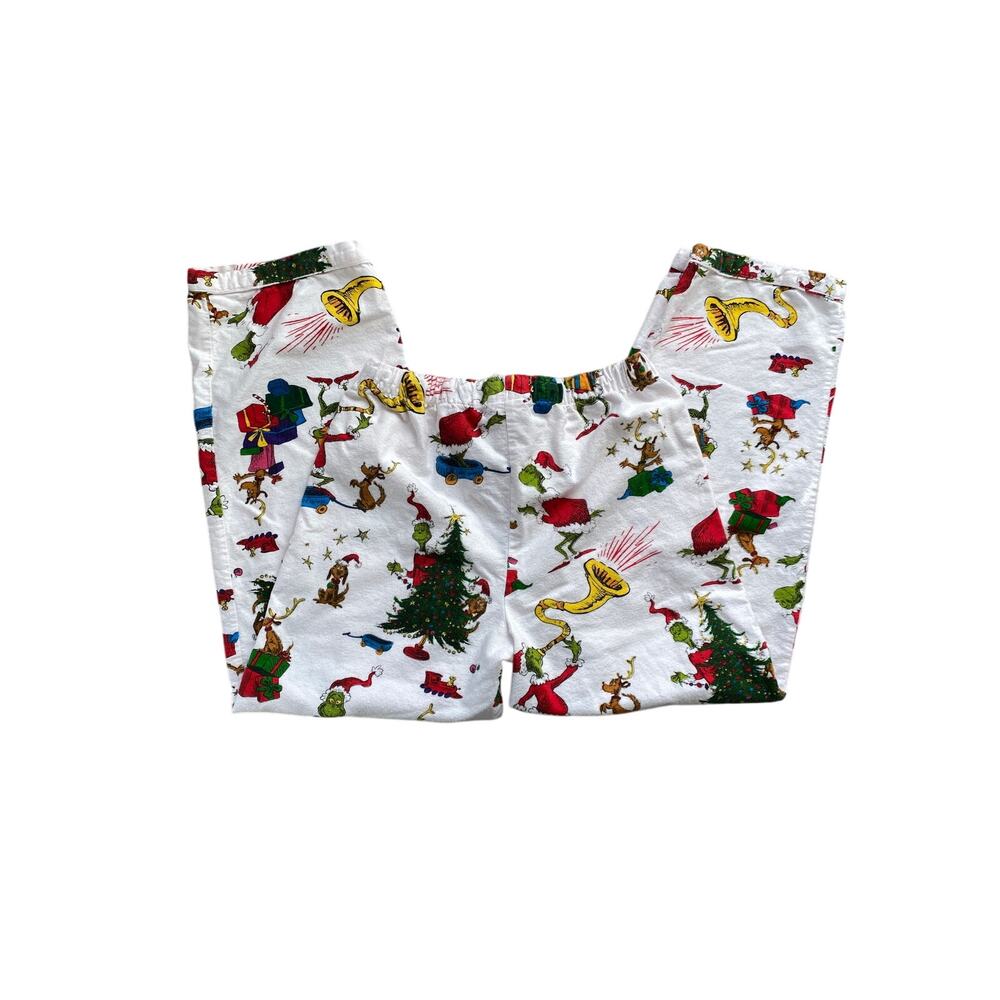 Pottery Barn Teen Dr S Ginch Flannel Pajama Set Sz L White Multi Holiday - Picture 6 of 11